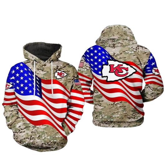 Kansas City Chiefs Us Flag Camo Army Hoodie - Moonbestprint