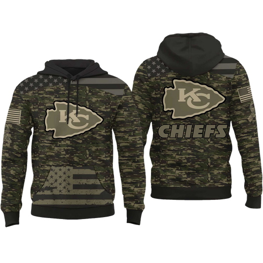 Kansas City Chiefs Salute to Service US Flag Camo Hoodie - Moonbestprint