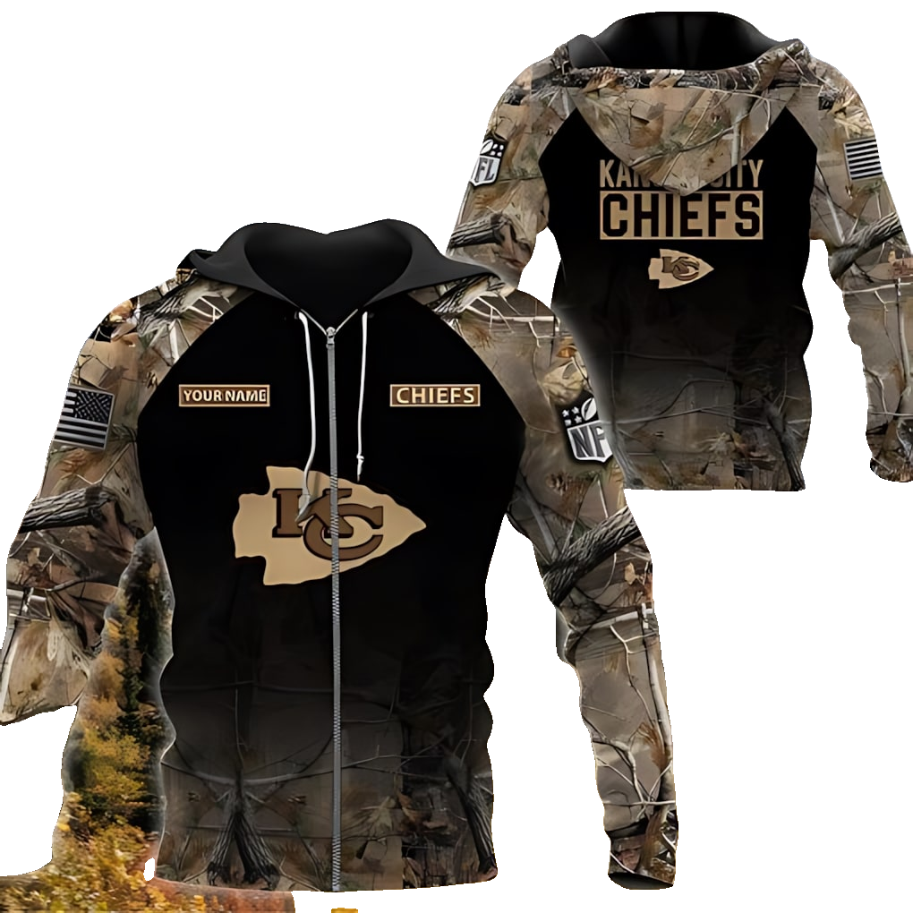 Kansas City Chiefs Woodland Camo Custom Hoodie - Moonbestprint