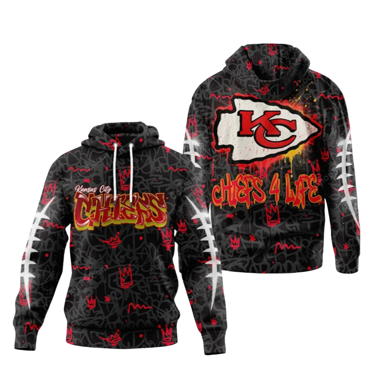 Kansas City Chiefs Graffiti For Life Hoodie - Moonbestprint
