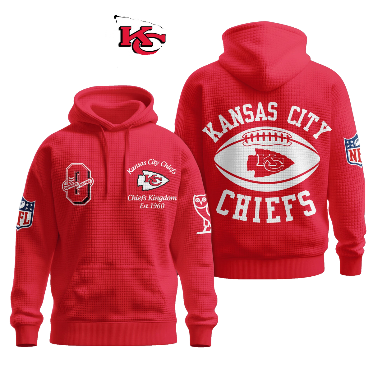 Kansas City Chiefs Kingdom Est 1960 Waffle Hoodie - Moonbestprint