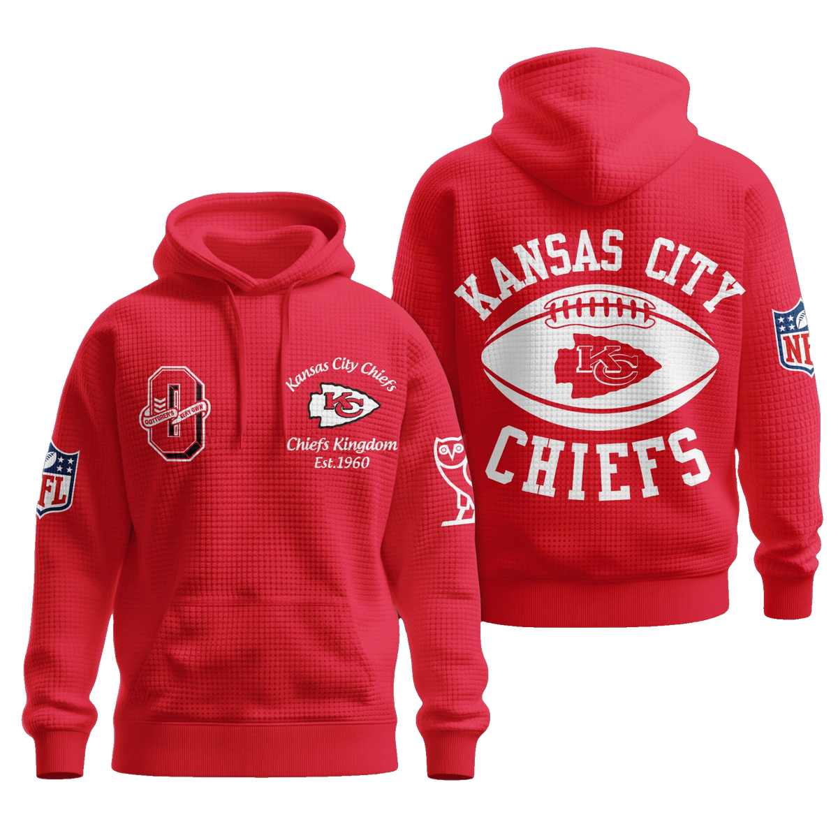Kansas City Chiefs Kingdom Est 1960 Waffle Hoodie - Moonbestprint