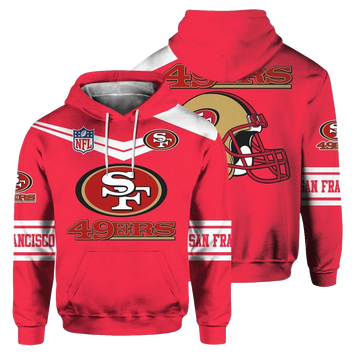 San Francisco 49ers Logo And Helmet Lovely Aop Hoodie - Moonbestprint