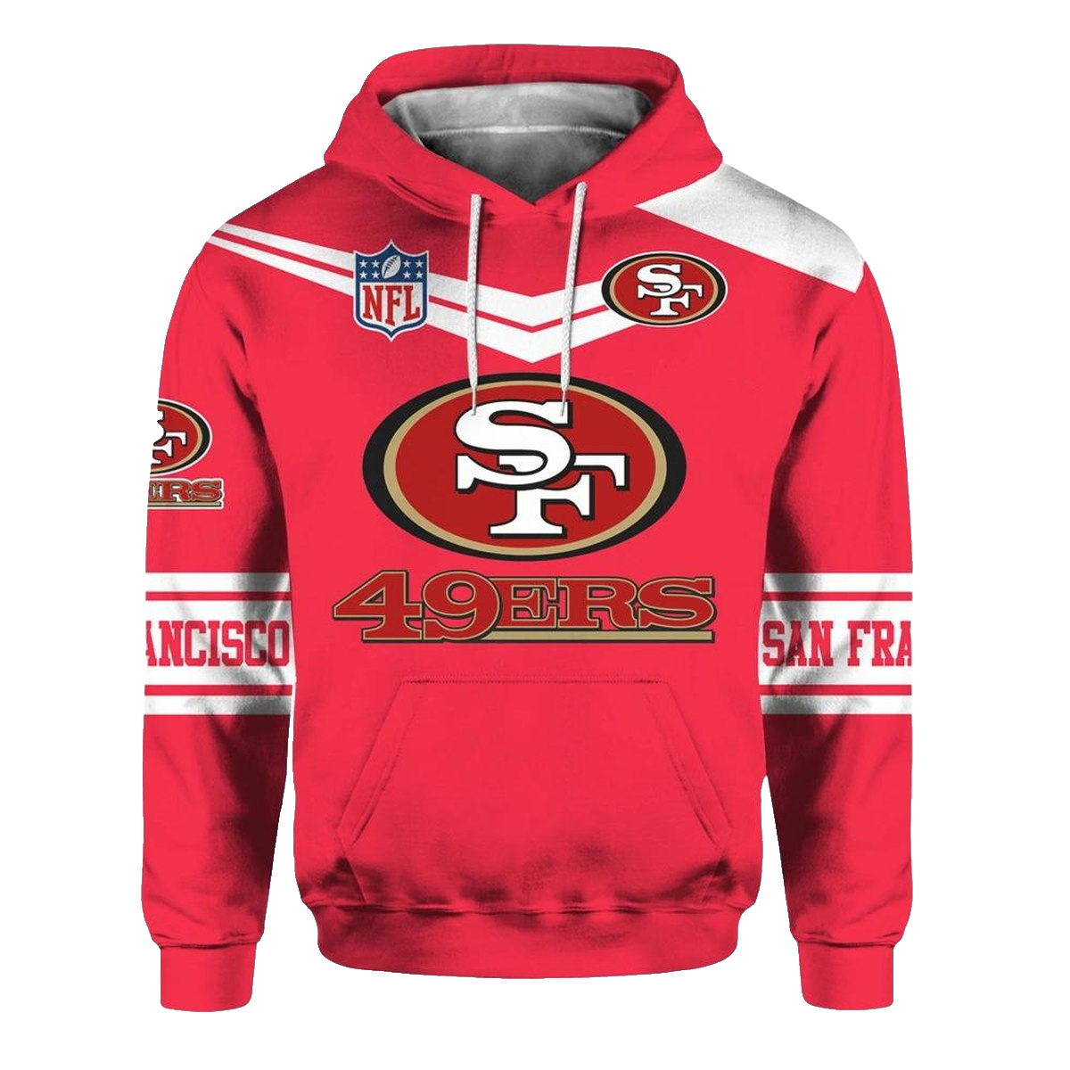 San Francisco 49ers Logo And Helmet Lovely Aop Hoodie - Moonbestprint
