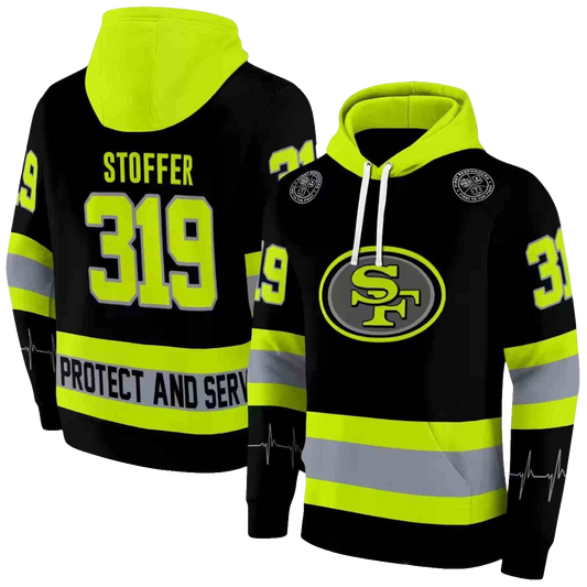 Personalized San Francisco 49ers Safety Motif Black Neon Green Aop Hoodie - Moonbestprint