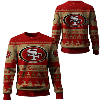 2025 Christmas SF 49ers Festive Reindeer Tree Ugly Sweater – Moonbestprint