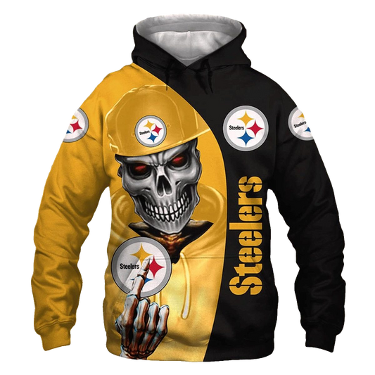 Pittsburgh Steelers Skull Cute AOP Hoodie - Moonbestprint