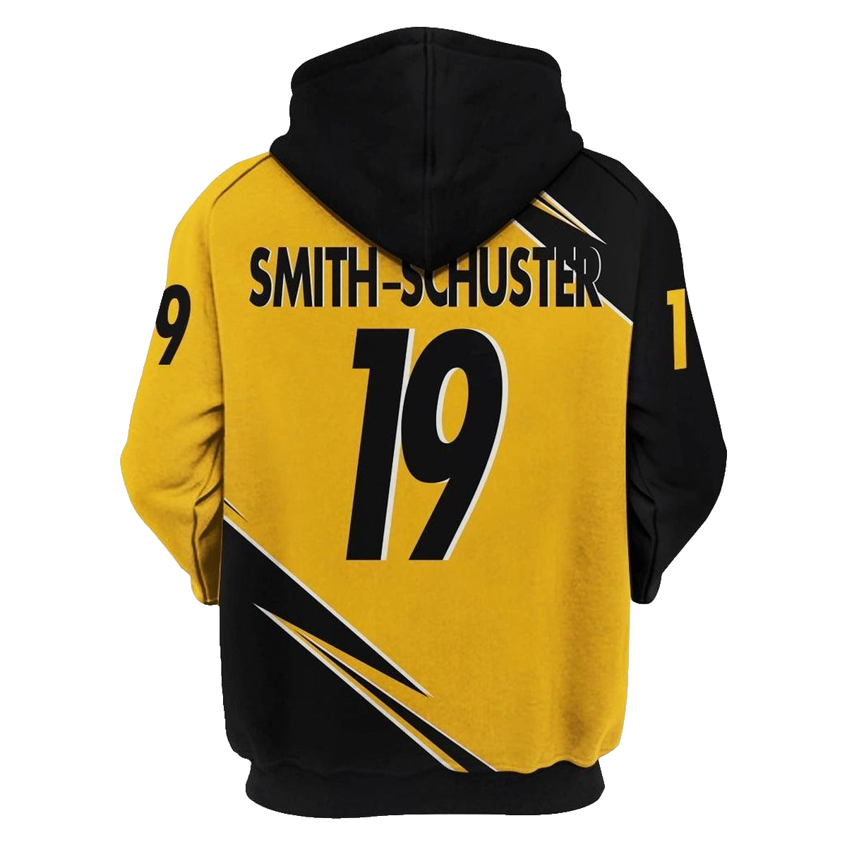 Pittsburgh Steelers Juju Smith Schuster No 19 Signature Yellow And Black AOP Hoodie - Moonbestprint