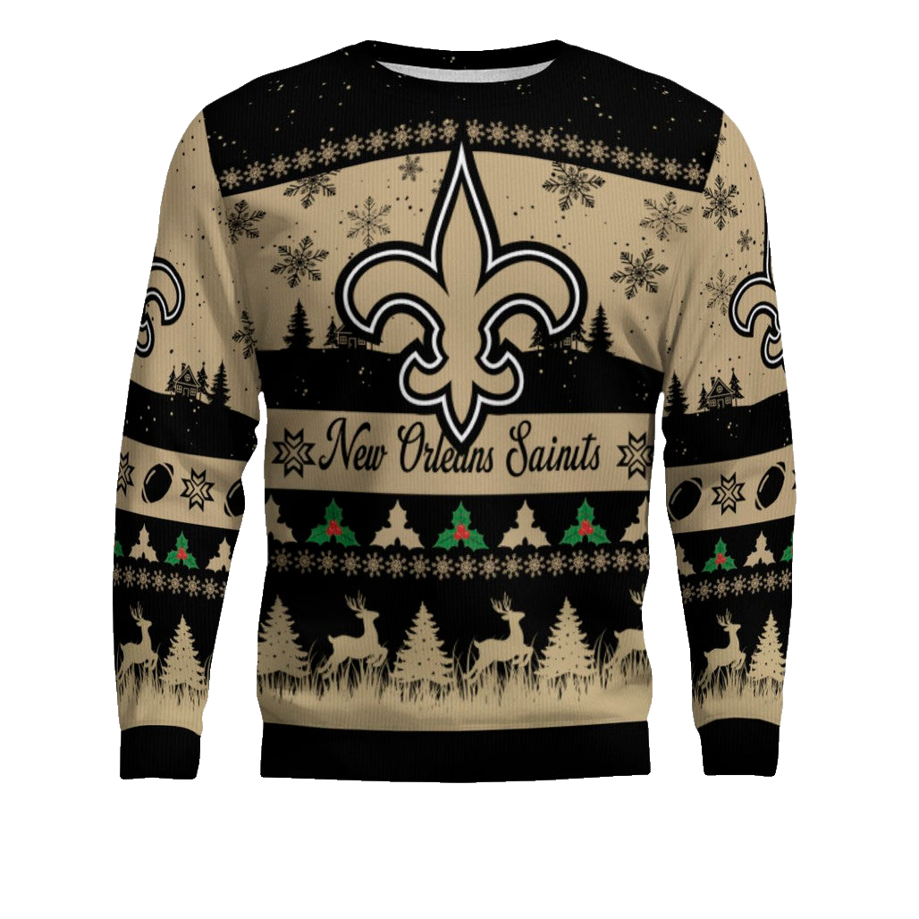 2025 Christmas Saints Festive Reindeer Tree Ugly Sweater – Moonbestprint