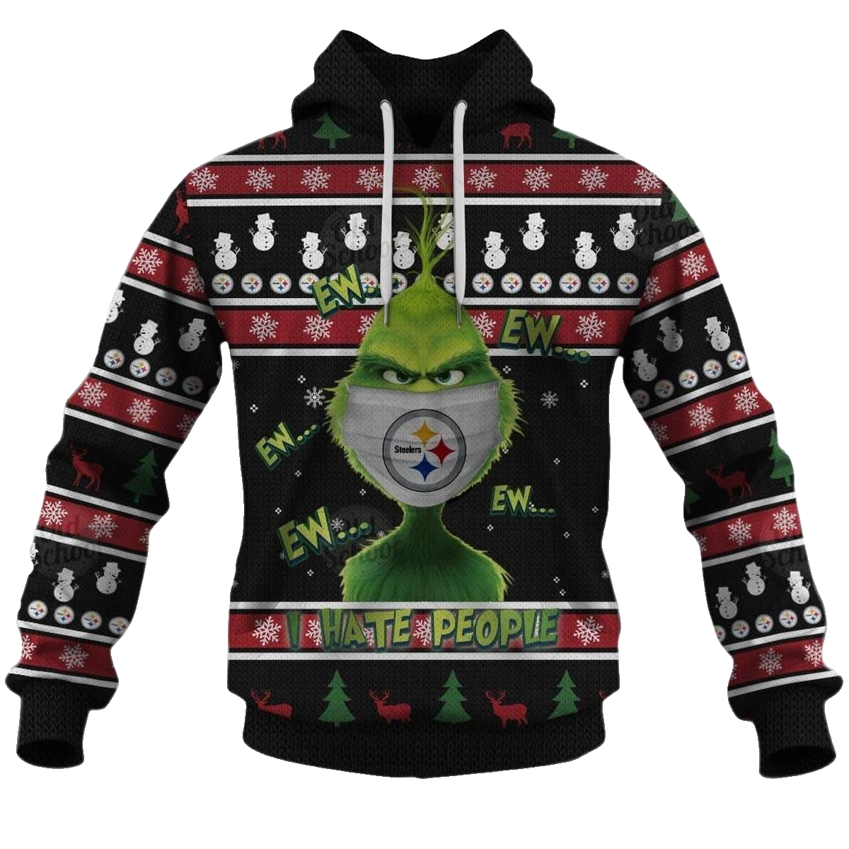 Pittsburgh Steelers Grinches I Hate People And I Love My Steelers AOP Hoodie - Moonbestprint