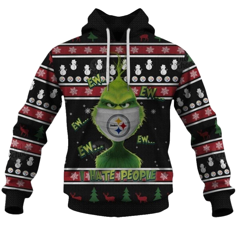 Pittsburgh Steelers Grinches I Hate People And I Love My Steelers AOP Hoodie - Moonbestprint