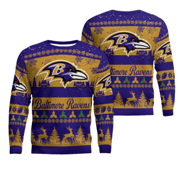 2025 Christmas Ravens Festive Reindeer Tree Ugly Sweater – Moonbestprint