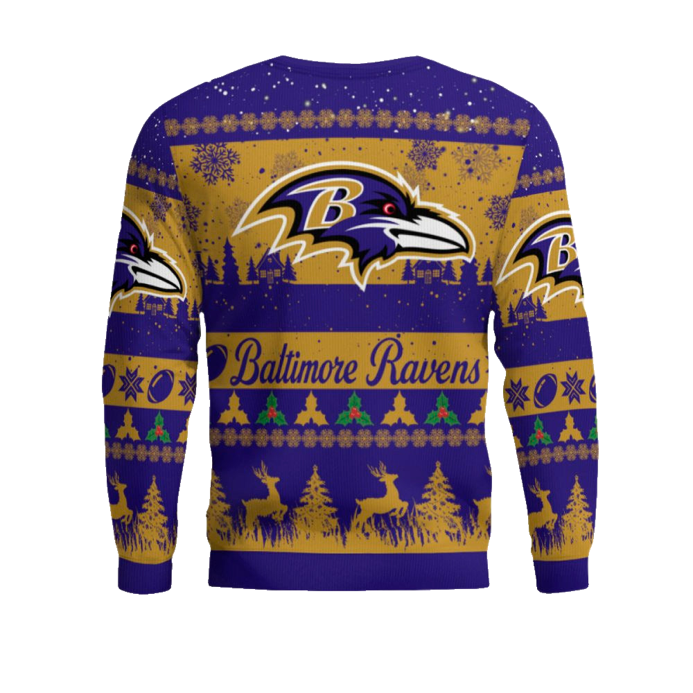 2025 Christmas Ravens Festive Reindeer Tree Ugly Sweater – Moonbestprint