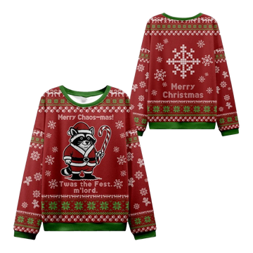 2026 Christmas Raccoon Samurai Ugly Sweater - Moonbestprint