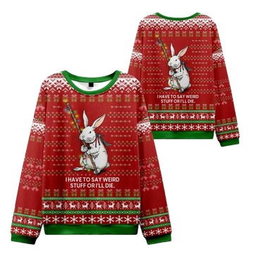 2026 Christmas Rabbit Say It or Die Ugly Sweater - Moonbestprint