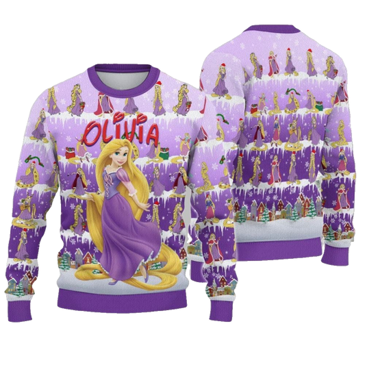 2026 Christmas Princess Rapunzel Cloudy Hair Movie Christmas Ugly Sweatshirt - Moonbestprint