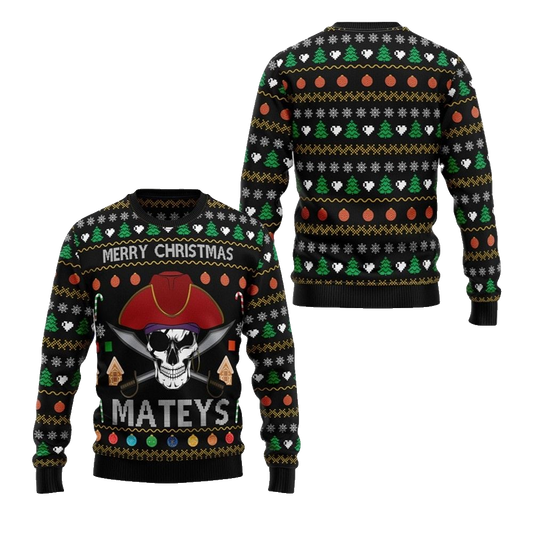 2026 Christmas Pirate Skull Ugly Christmas Sweater - Moonbestprint