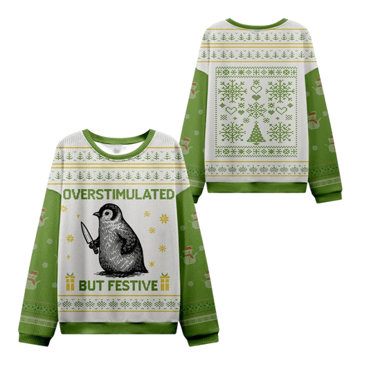2026 Christmas Penguin Overstimulated Ugly Sweater - Moonbestprint