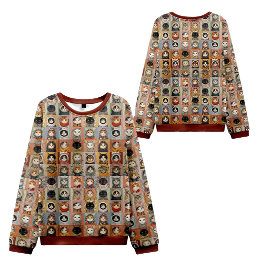2026 Christmas Patchwork Cat Mosaic Ugly Sweater - Moonbestprint