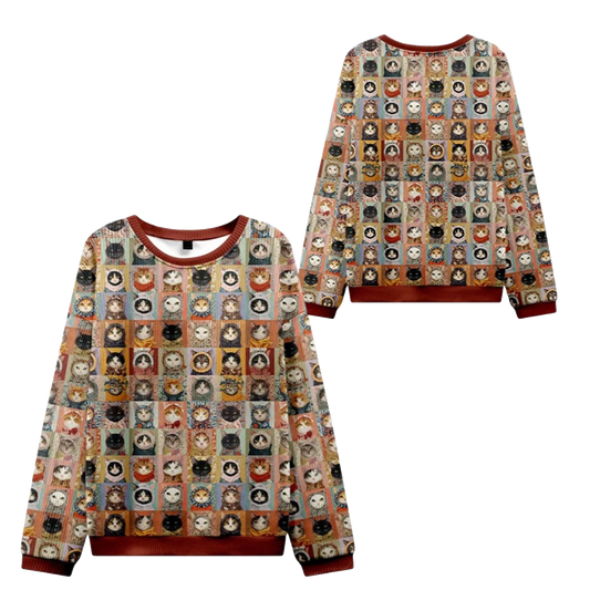 2026 Christmas Patchwork Cat Mosaic Ugly Sweater - Moonbestprint