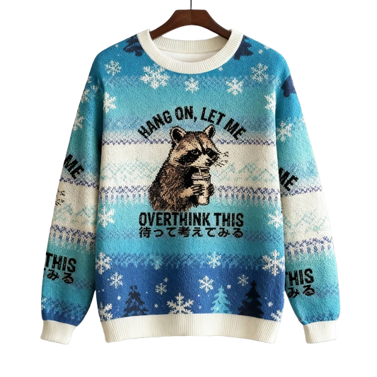 2026 Christmas Overthink Raccoon Ugly Sweater - Moonbestprint