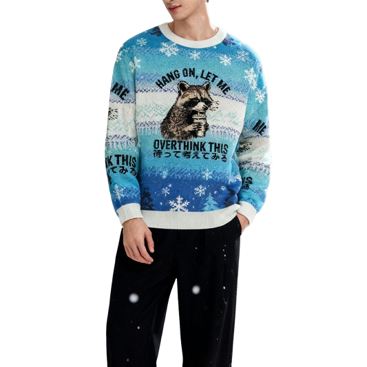 2026 Christmas Overthink Raccoon Ugly Sweater - Moonbestprint