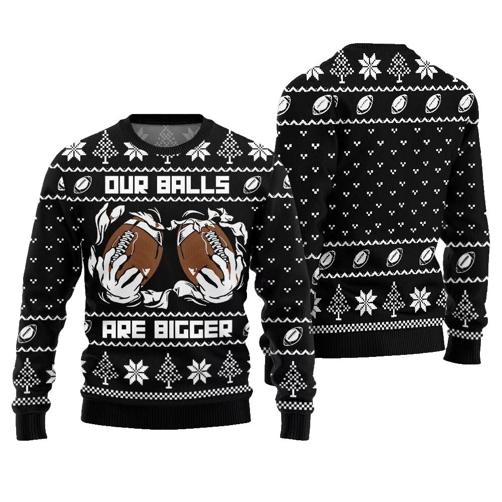 2026 Christmas Our Balls Are Bigger Football Ugly Christmas Sweater - Moonbestprint
