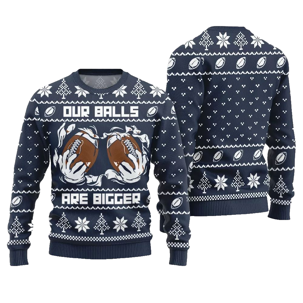 2026 Christmas Our Balls Are Bigger Football Ugly Christmas Sweater - Moonbestprint