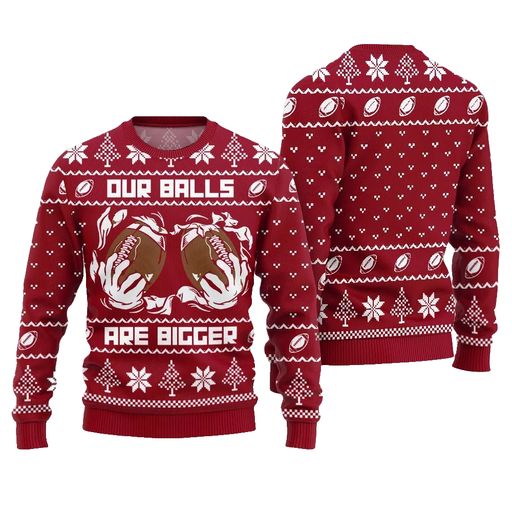 2026 Christmas Our Balls Are Bigger Football Ugly Christmas Sweater - Moonbestprint