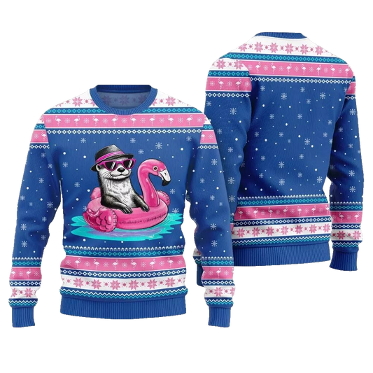 2026 Christmas Otter Flamingo Ugly Xmas Sweater - Moonbestprint