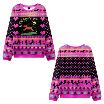 2026 Christmas Orange Pony Ketamine Ugly Christmas Sweater - Moonbestprint