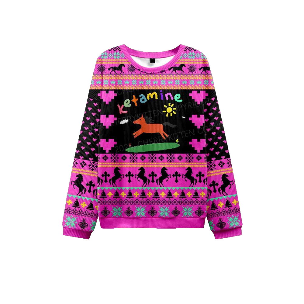 2026 Christmas Orange Pony Ketamine Ugly Christmas Sweater - Moonbestprint