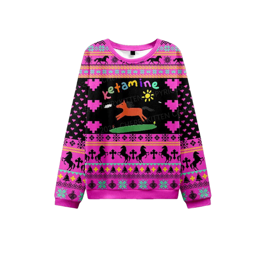 2026 Christmas Orange Pony Ketamine Ugly Christmas Sweater - Moonbestprint