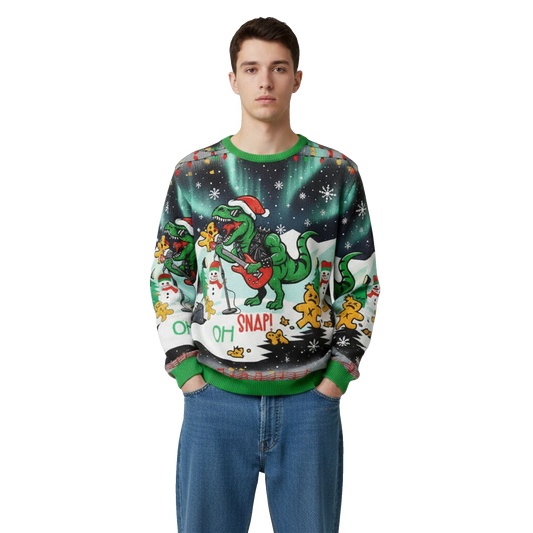 2026 Christmas Oh Snap The Dino's Holiday Concert Ugly Sweater - Moonbestprint