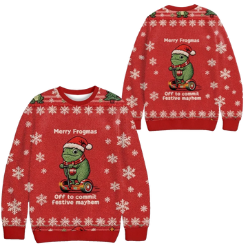2026 Christmas Off to Commit Frogmas Mayhem Ugly Sweater - Moonbestprint