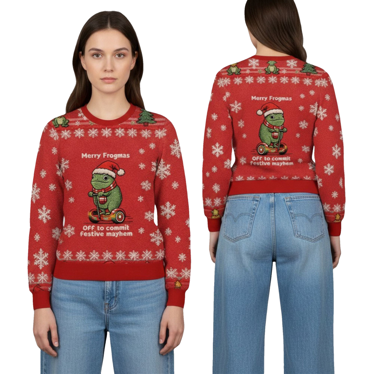 2026 Christmas Off to Commit Frogmas Mayhem Ugly Sweater - Moonbestprint