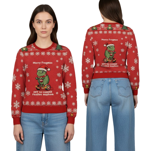2026 Christmas Off to Commit Frogmas Mayhem Ugly Sweater - Moonbestprint