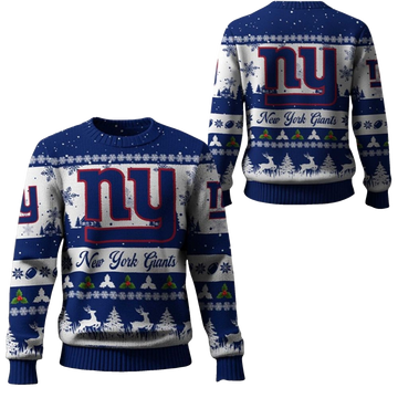 2026 Christmas NY Giants Festive Reindeer Tree Ugly Sweater - Moonbestprint