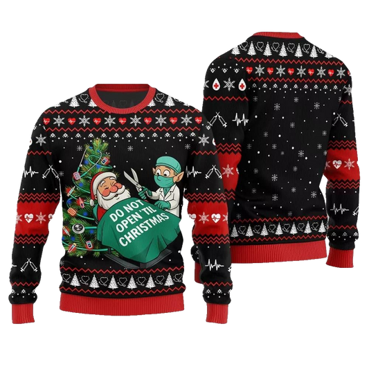 2026 Christmas Nurse Do Not Open'til Christmas Ugly Christmas Sweater - Moonbestprint
