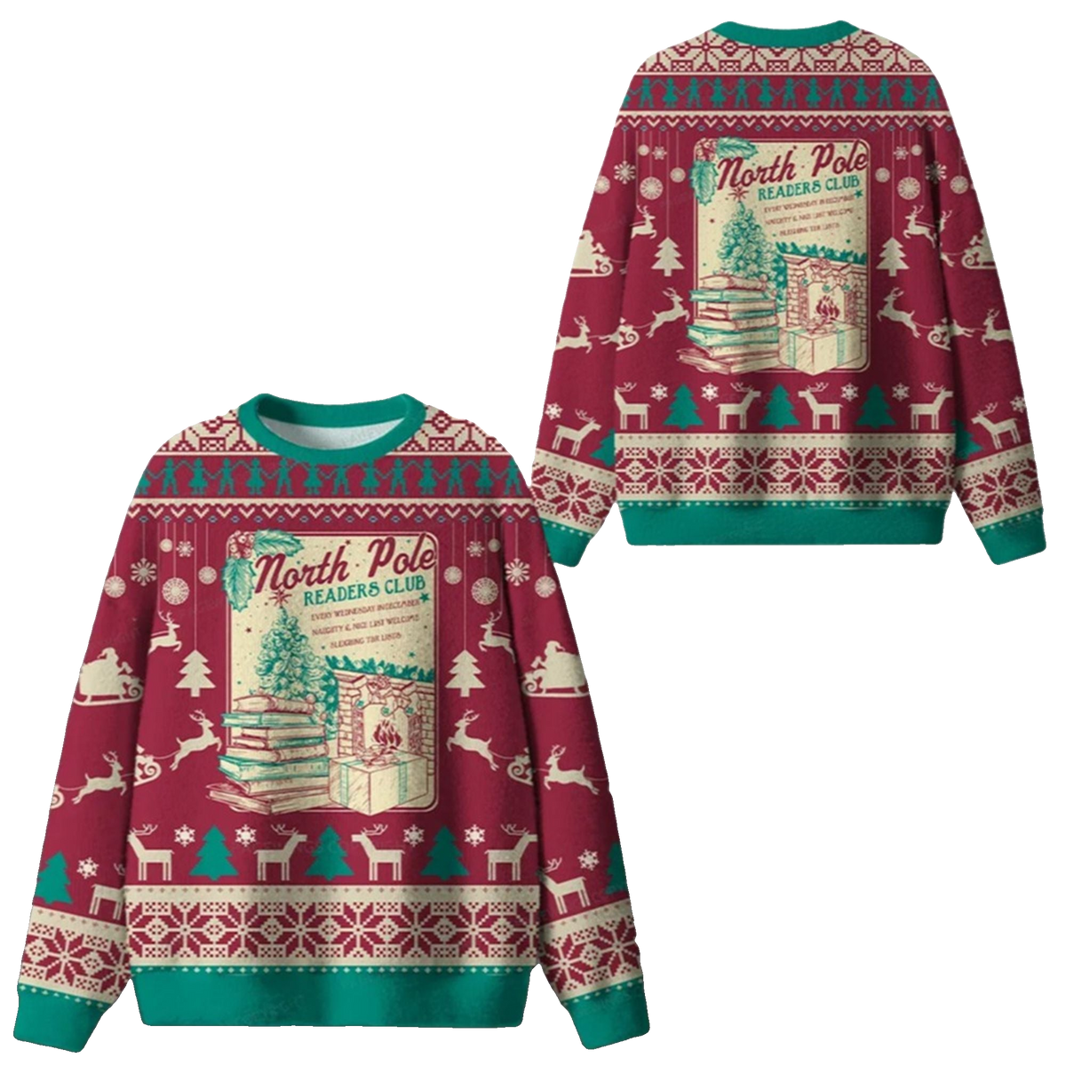 2026 Christmas North Pole Readers Club Ugly Sweater - Moonbestprint