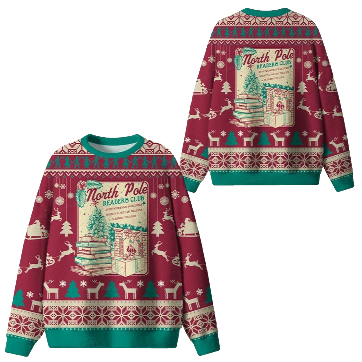 2026 Christmas North Pole Readers Club Ugly Sweater - Moonbestprint