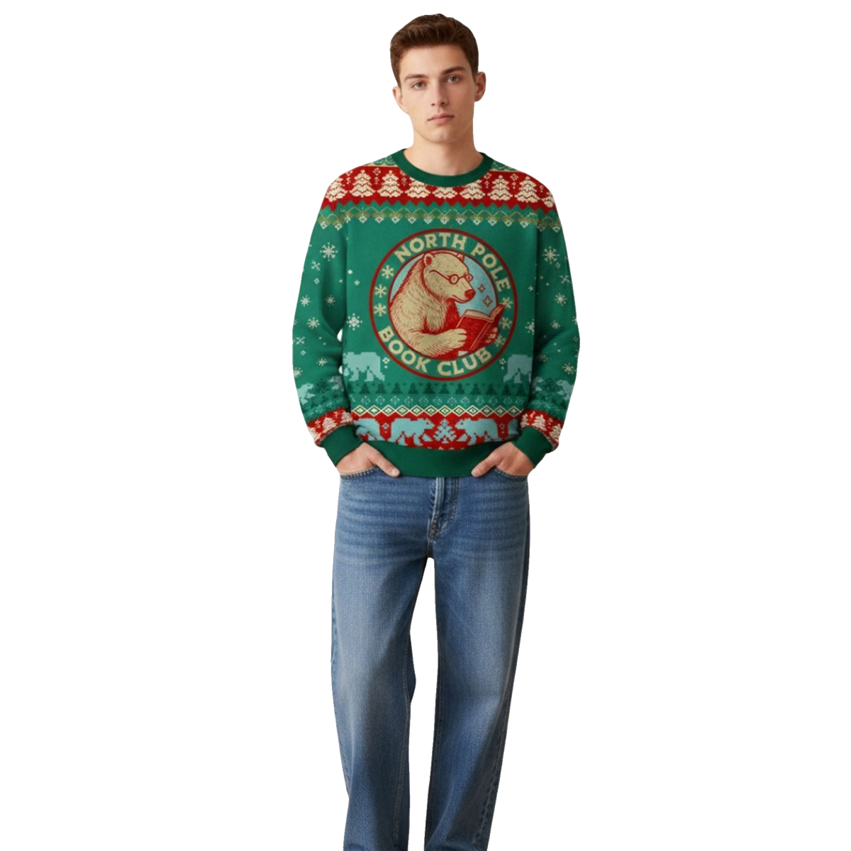 2026 Christmas North Pole Book Club Ugly Sweater - Moonbestprint