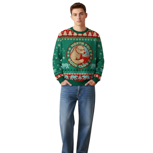 2026 Christmas North Pole Book Club Ugly Sweater - Moonbestprint