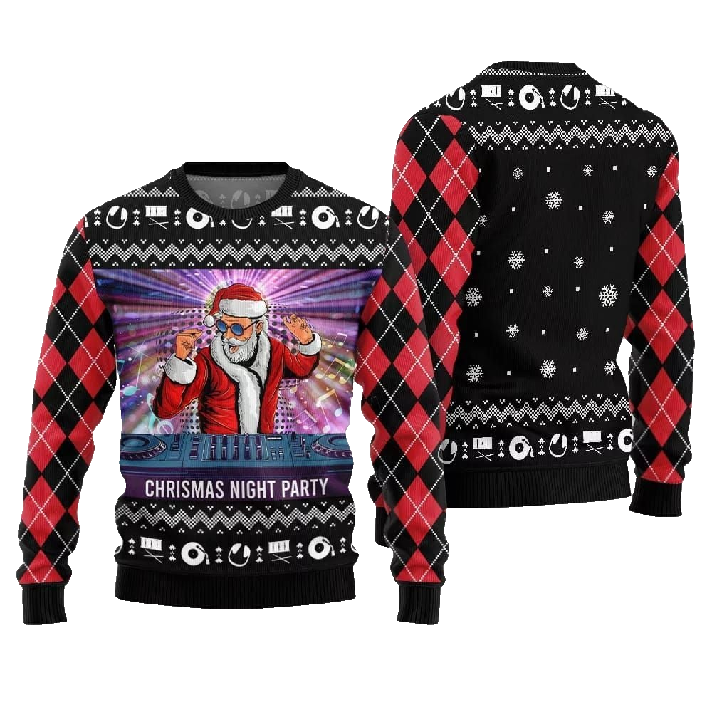 2026 Christmas Night Party DJ Santa Ugly Sweater - Moonbestprint