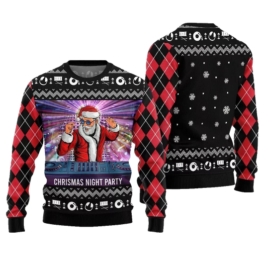 2026 Christmas Night Party DJ Santa Ugly Sweater - Moonbestprint