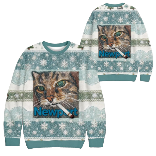 2026 Christmas Newport Cat Ugly Sweater - Moonbestprint