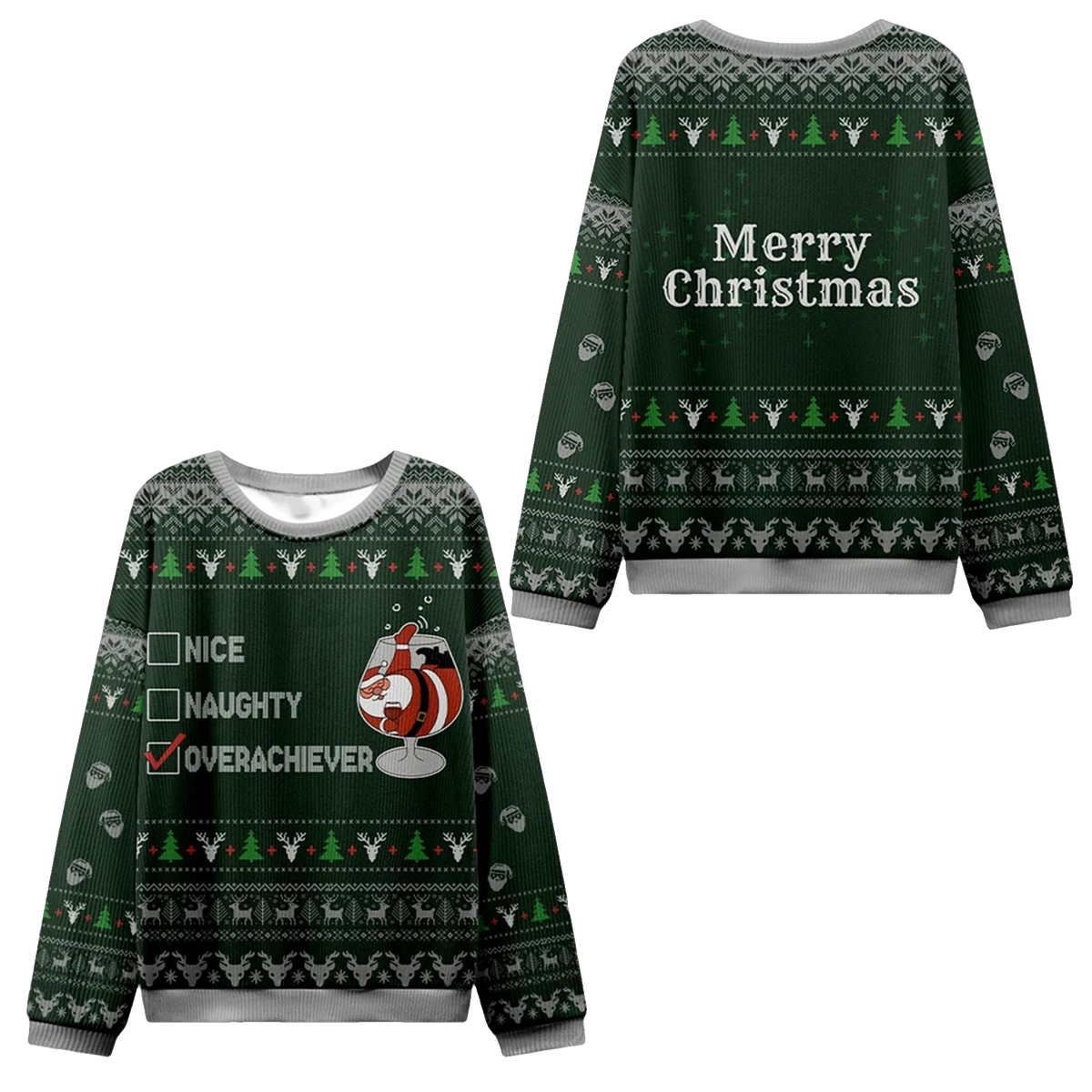 2026 Christmas Nice Naughty Overachiever Ugly Sweater - Moonbestprint