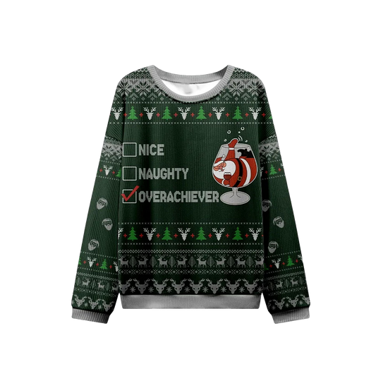 2026 Christmas Nice Naughty Overachiever Ugly Sweater - Moonbestprint