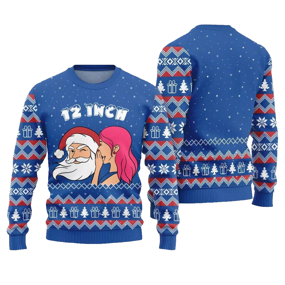 2026 Christmas Naughty Santa 12 Inch Surprise Ugly Christmas Sweater - Moonbestprint