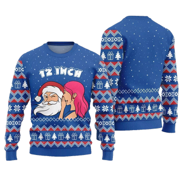 2026 Christmas Naughty Santa 12 Inch Surprise Ugly Christmas Sweater - Moonbestprint
